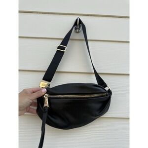 Aimee Kestenberg Black Leather Fanny Pack &  Crossbody Gold Hardware Size Small